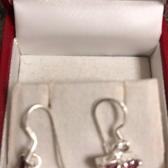 STERLING SILVER RASPBERRY RHODOLITE GARNET EARRING - Picture 7 of 7
